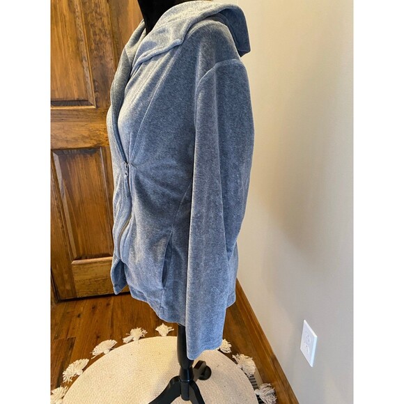 Eddie Bauer Jacket Women’s Velour Zipper Grey Plus Size XL Unique Side Zipper - Picture 5 of 10